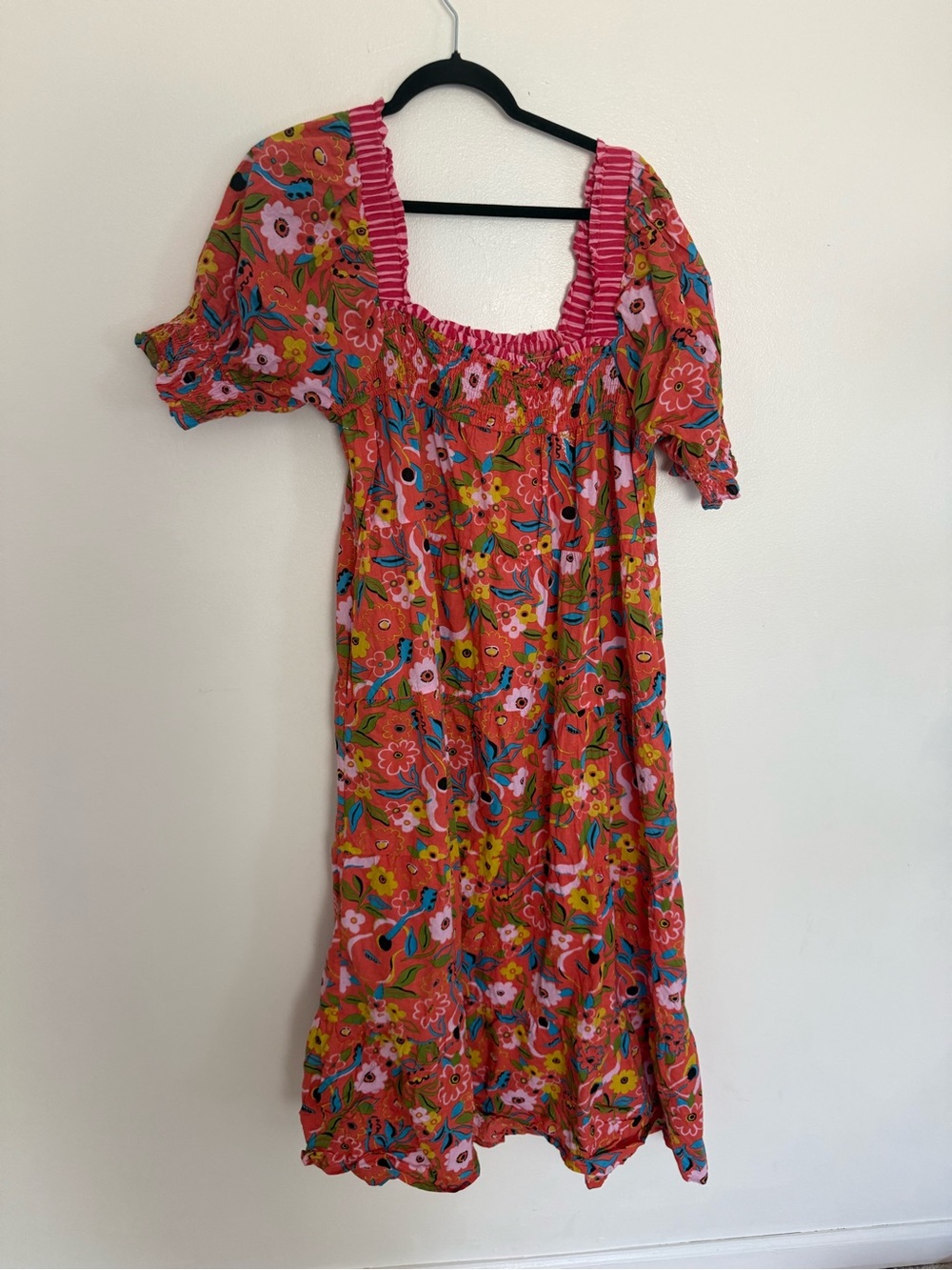 Printfresh Dress The Muse Tiered Midi Dress Smocked Puff Sleeve in Peach Cobbler - Picture 7 of 7